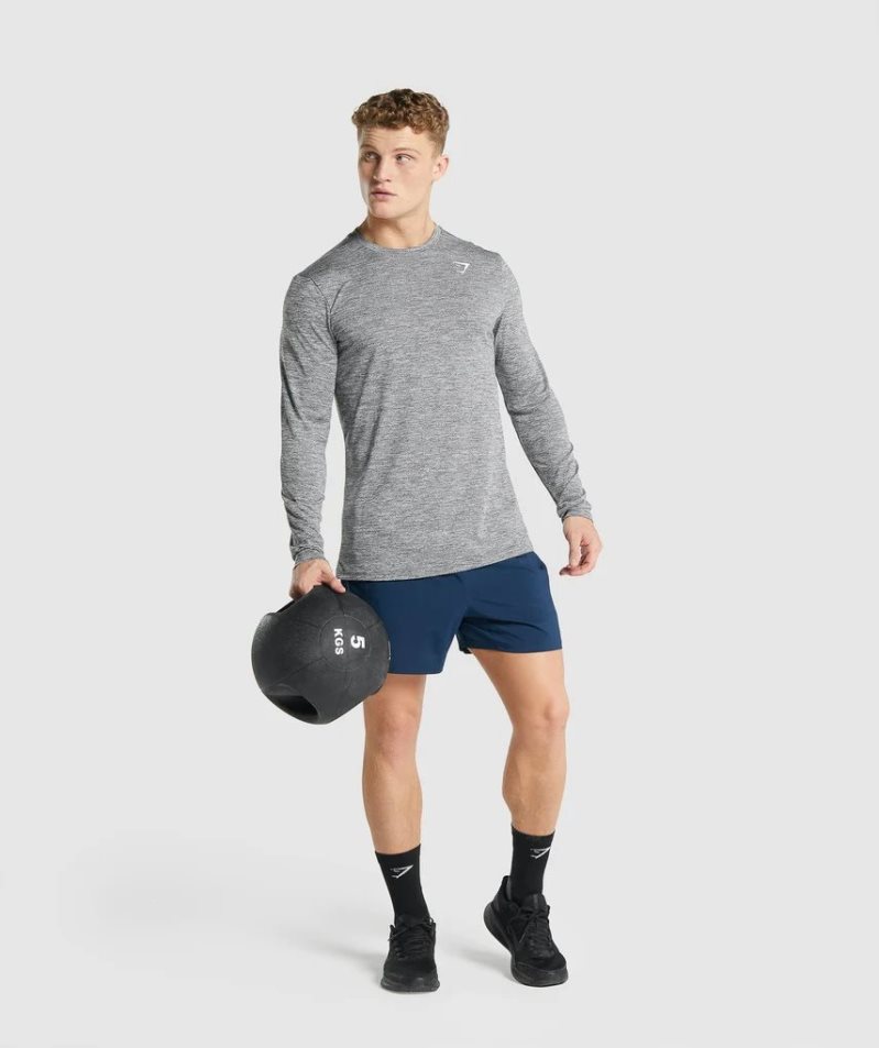 Men's Gymshark Arrival Marl Long Sleeve T-Shirts Grey | CA 308NA6